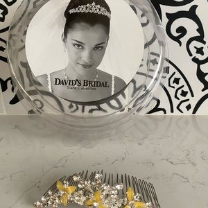 David's Bridal Crystal Comb with Glass Flowers Tiara Collection #4596